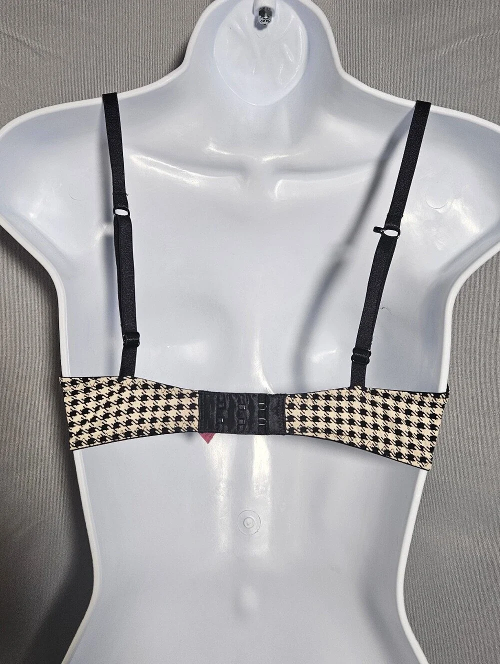 Betsey Johnson 90s Lined Plunging Houndstooth Everyday Convertable Bra Size 34C